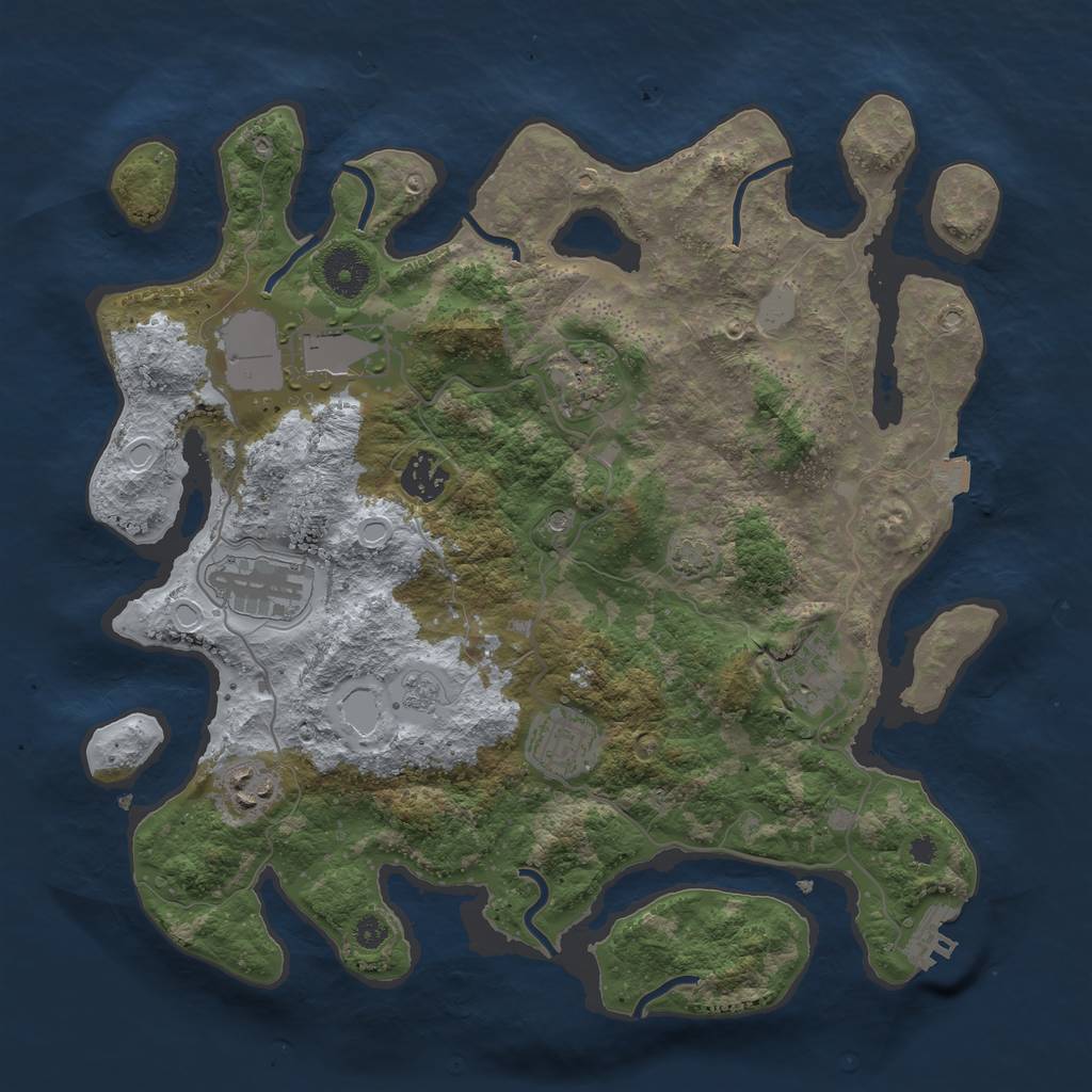 Rust Map: Procedural Map, Size: 3500, Seed: 23482511, 14 Monuments