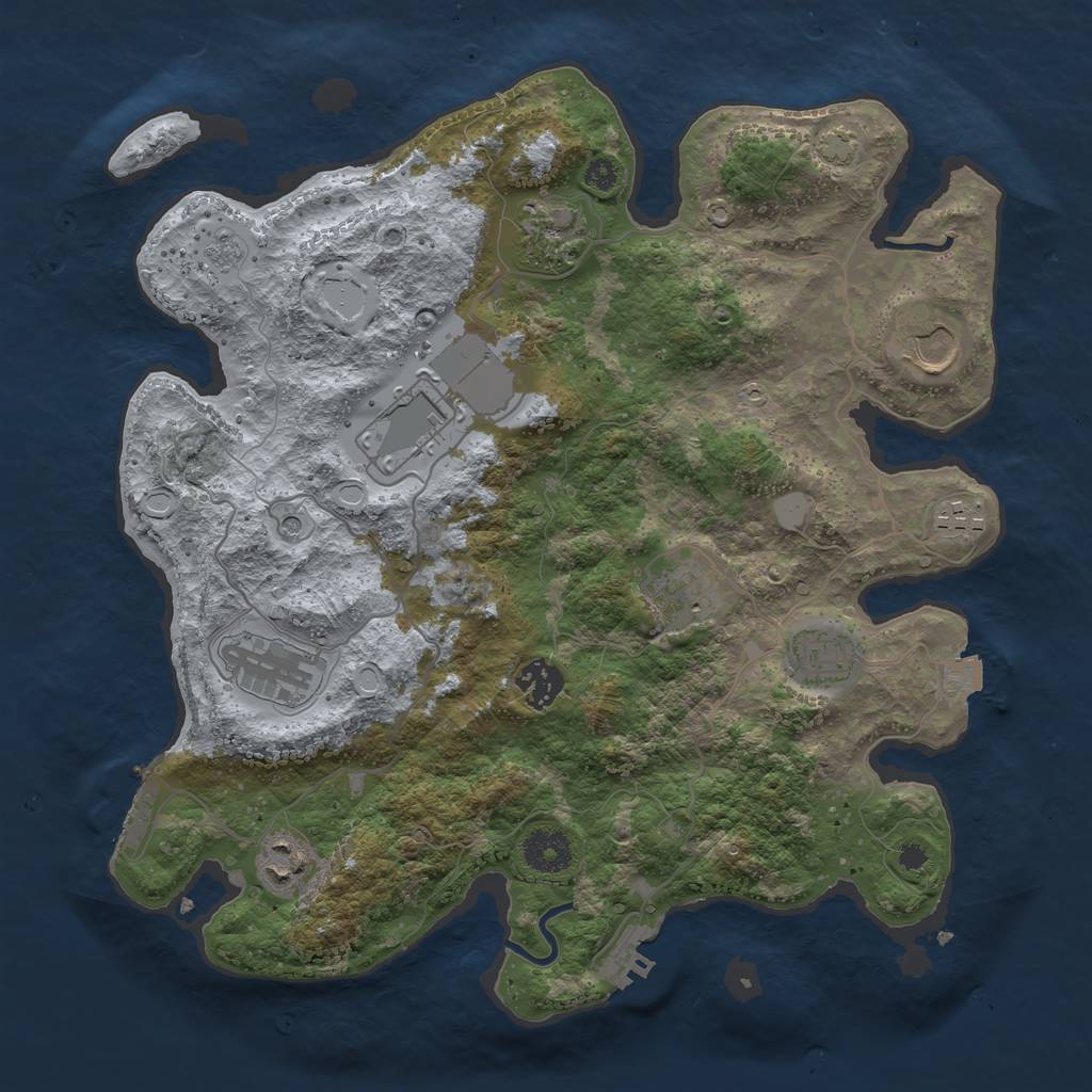 Rust Map: Procedural Map, Size: 3500, Seed: 2138350833, 17 Monuments