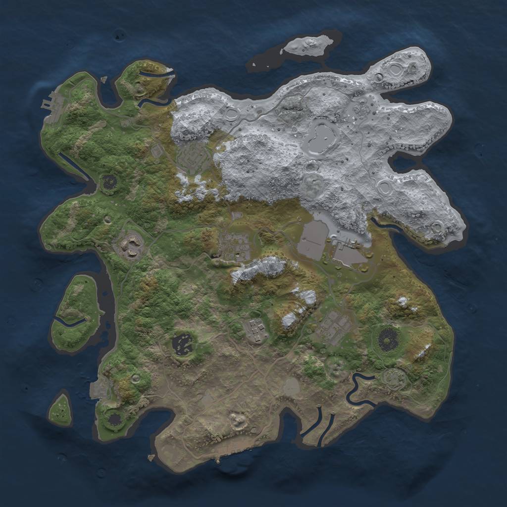 Rust Map: Procedural Map, Size: 3500, Seed: 1739778756, 14 Monuments