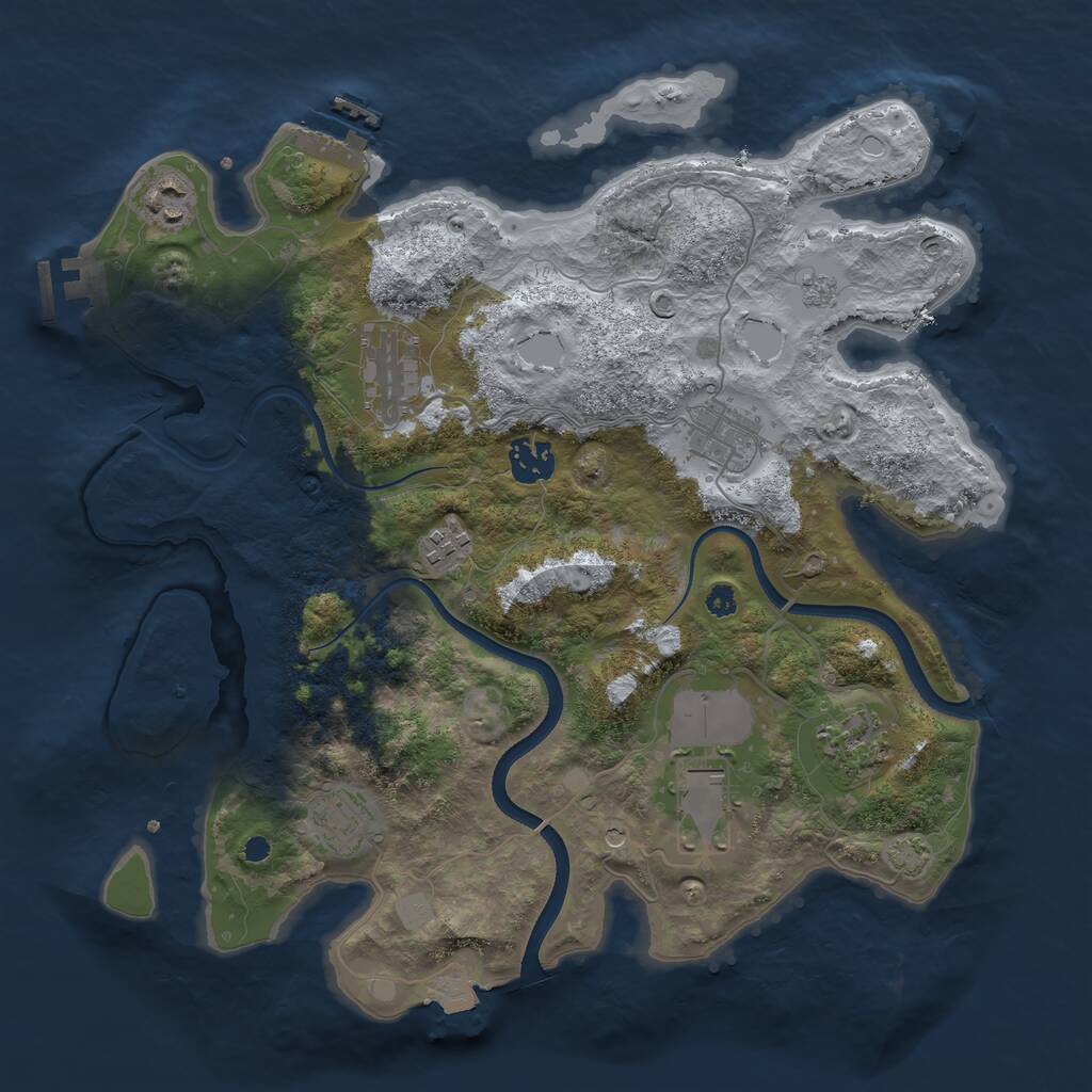 Rust Map: Procedural Map, Size: 3500, Seed: 1739778756, 14 Monuments