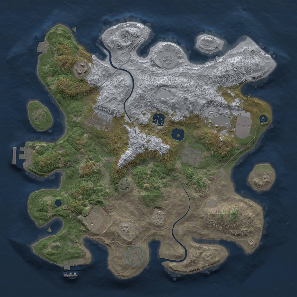 Rust Map: Procedural Map, Size: 3500, Seed: 977593430, 14 Monuments