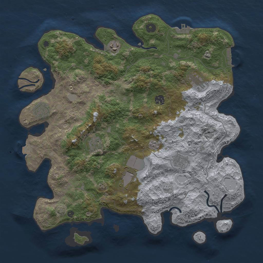 Rust Map: Procedural Map, Size: 4000, Seed: 998416880, 16 Monuments