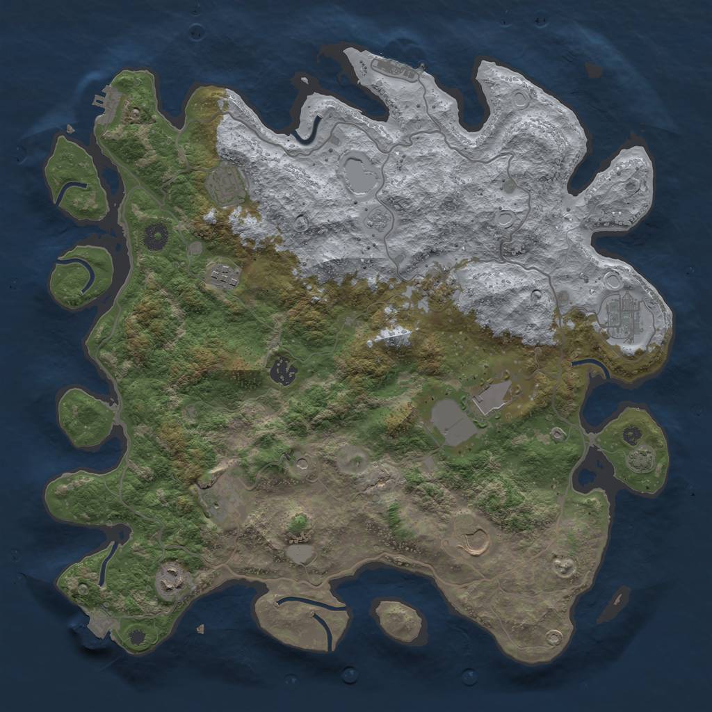 Rust Map: Procedural Map, Size: 4000, Seed: 499104770, 17 Monuments