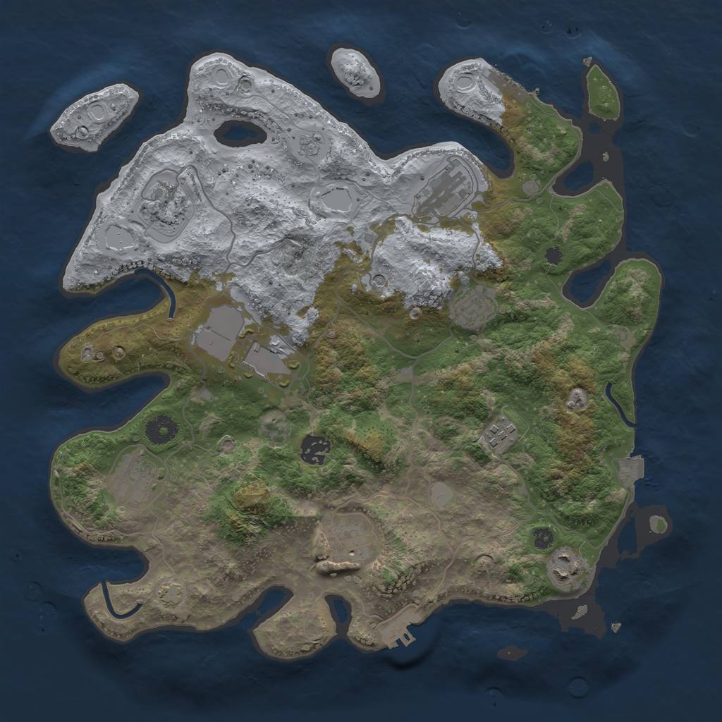 Rust Map: Procedural Map, Size: 3600, Seed: 41186953, 17 Monuments