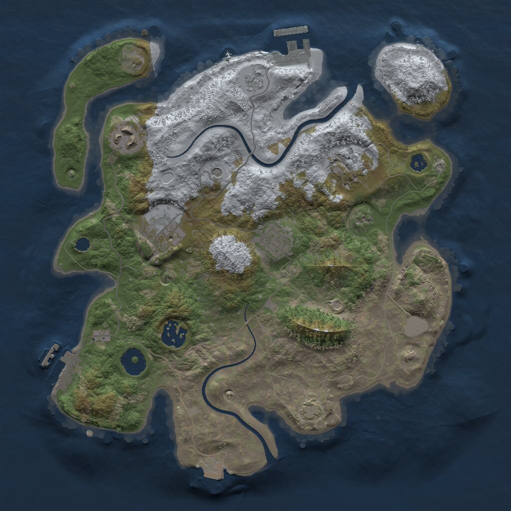 Rust Map: Procedural Map, Size: 3000, Seed: 1609712366, 11 Monuments