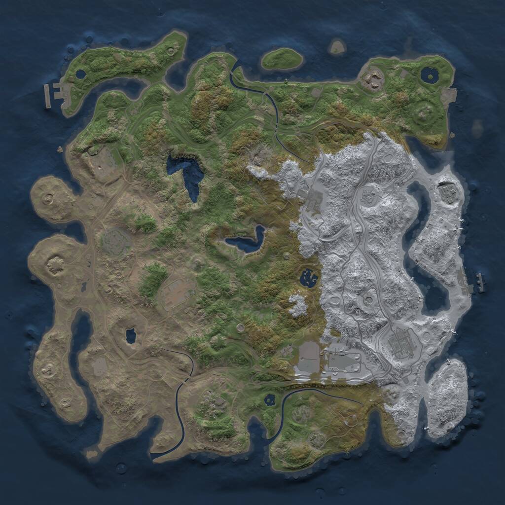 Rust Map: Procedural Map, Size: 4250, Seed: 350574728, 16 Monuments