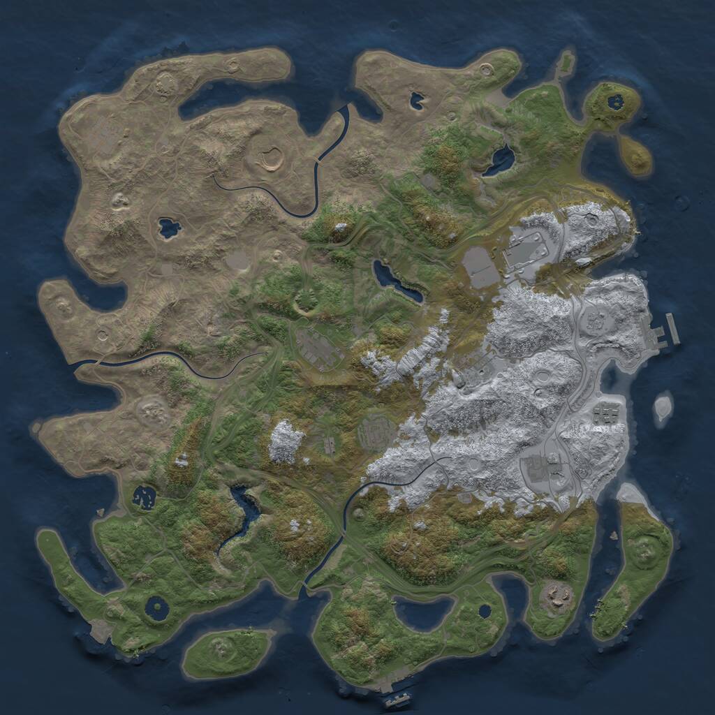 Rust Map: Procedural Map, Size: 4500, Seed: 1825004690, 16 Monuments