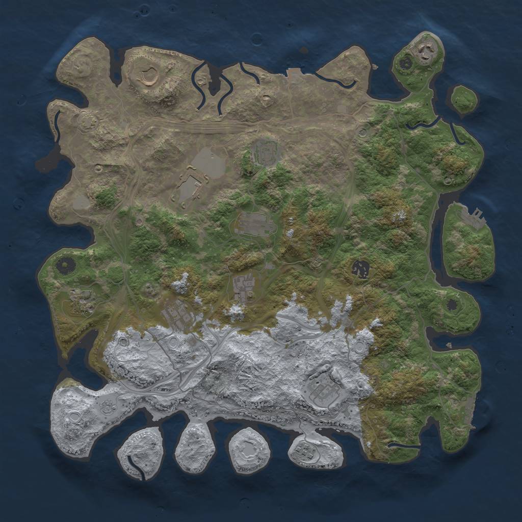 Rust Map: Procedural Map, Size: 4250, Seed: 1391156981, 19 Monuments