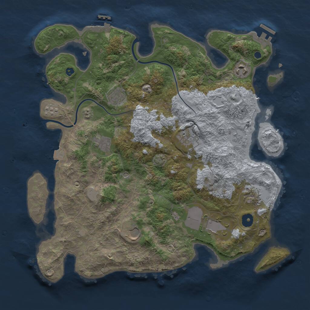 Rust Map: Procedural Map, Size: 3700, Seed: 538597052, 14 Monuments