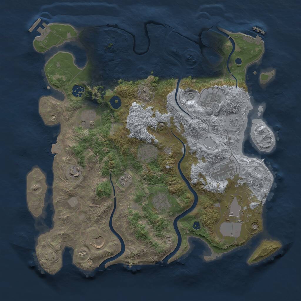 Rust Map: Procedural Map, Size: 3700, Seed: 538597052, 16 Monuments