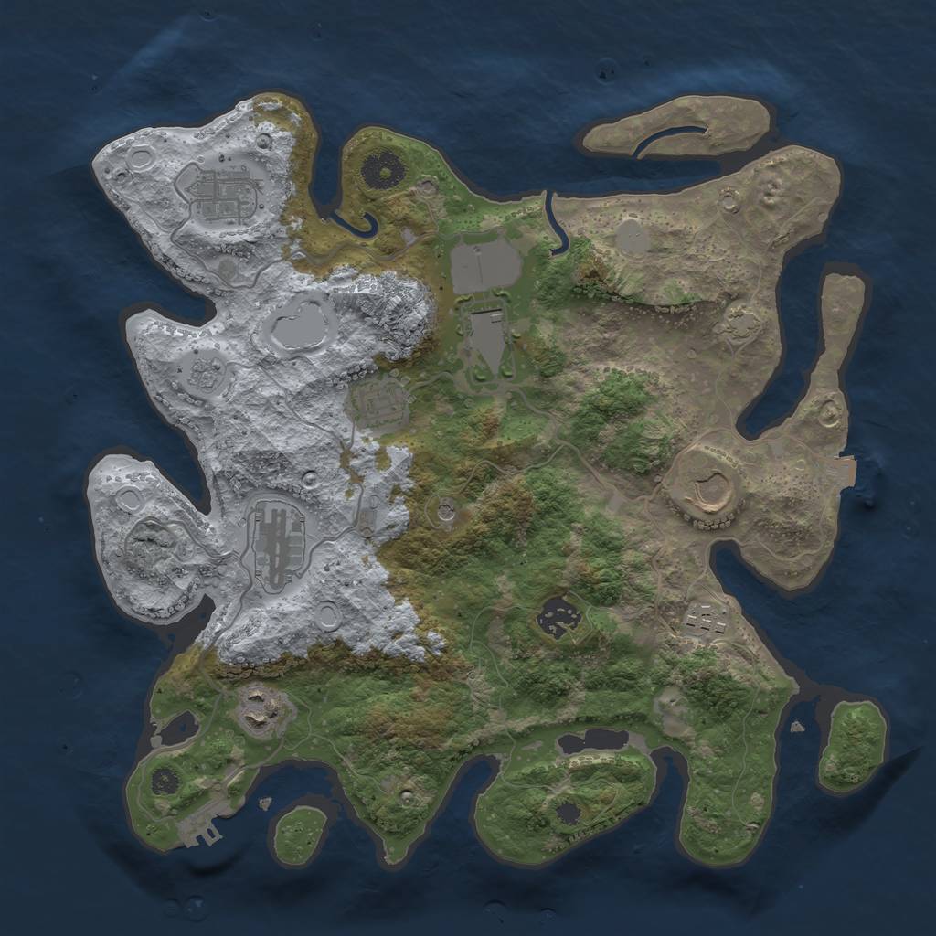 Rust Map: Procedural Map, Size: 3500, Seed: 911252846, 15 Monuments