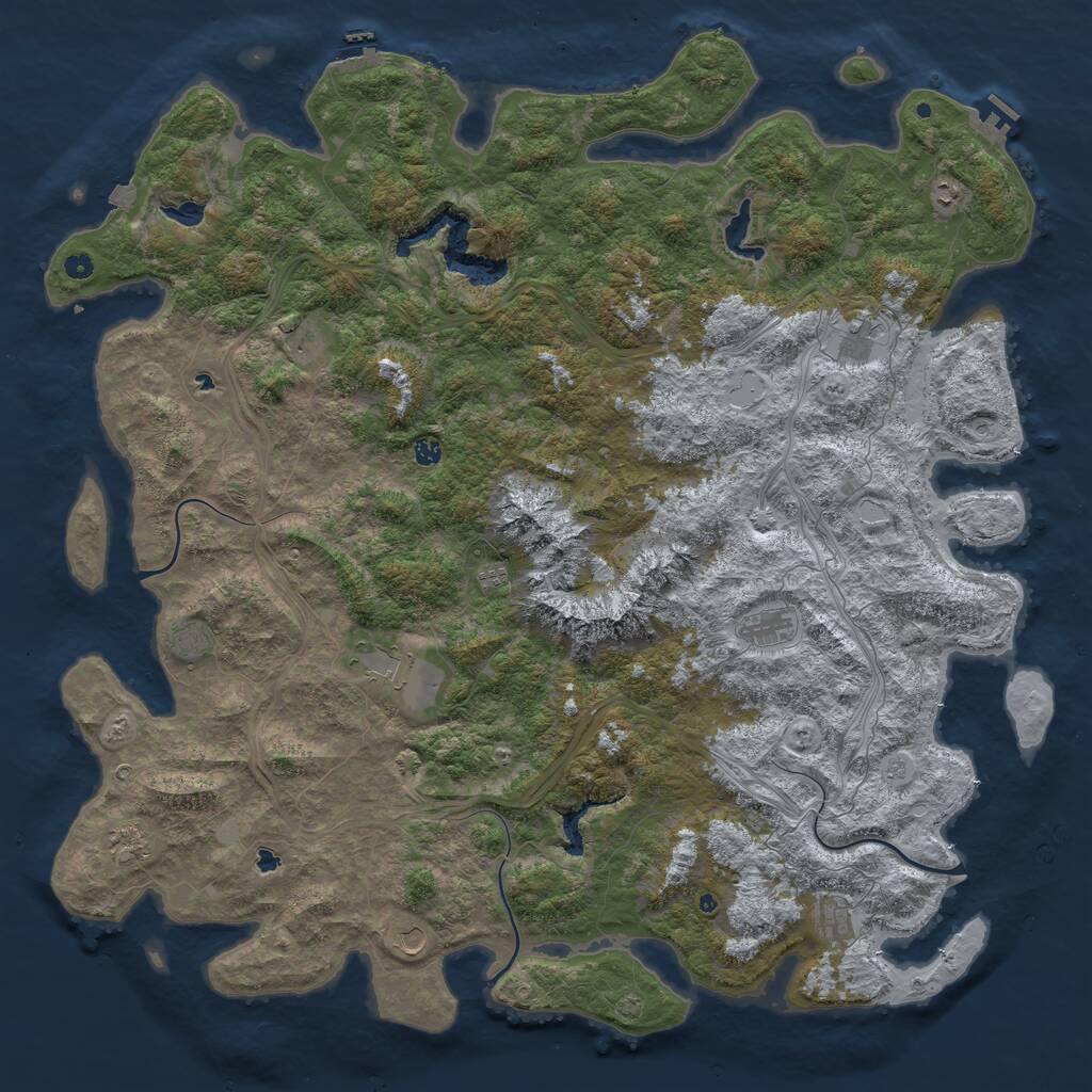 Rust Map: Procedural Map, Size: 6000, Seed: 655442, 17 Monuments