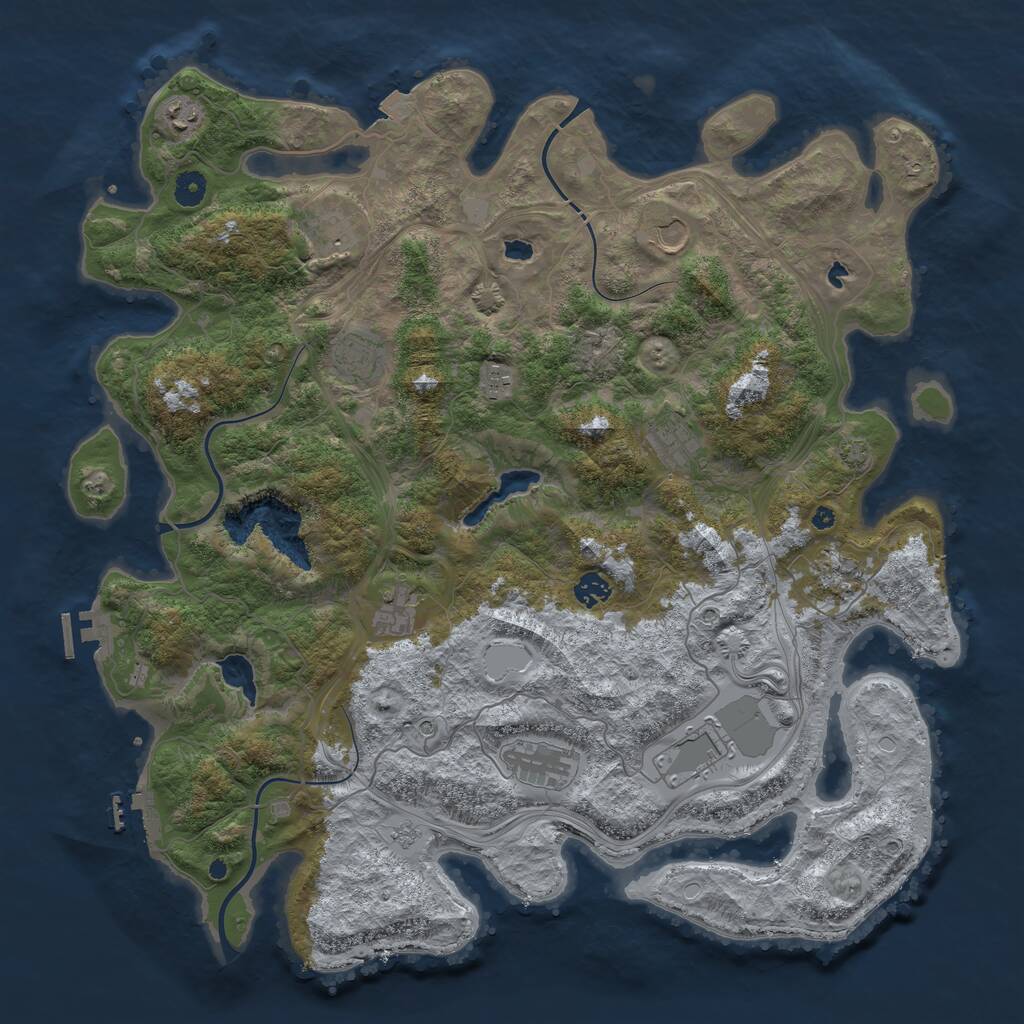Rust Map: Procedural Map, Size: 4500, Seed: 1580921996, 17 Monuments