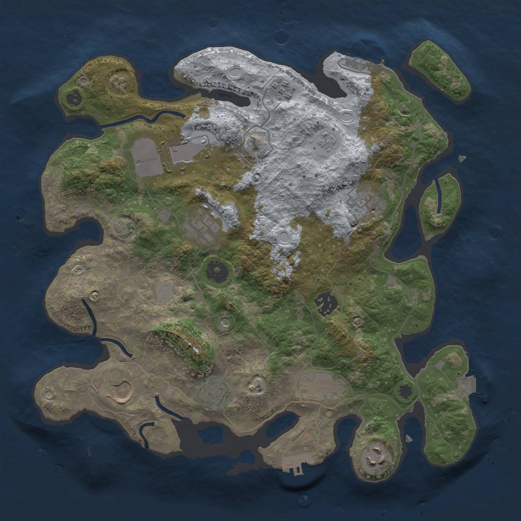 Rust Map: Procedural Map, Size: 3500, Seed: 2033999689, 17 Monuments