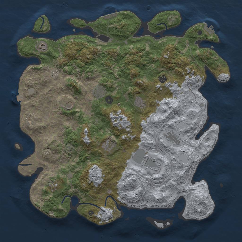 Rust Map: Procedural Map, Size: 4500, Seed: 1373735281, 18 Monuments