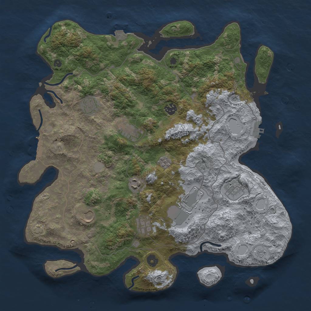Rust Map: Procedural Map, Size: 4000, Seed: 518003150, 17 Monuments