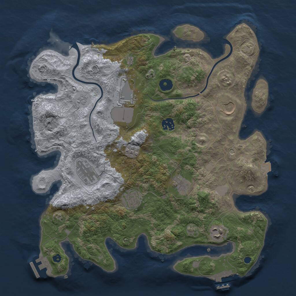 Rust Map: Procedural Map, Size: 3500, Seed: 724482247, 14 Monuments