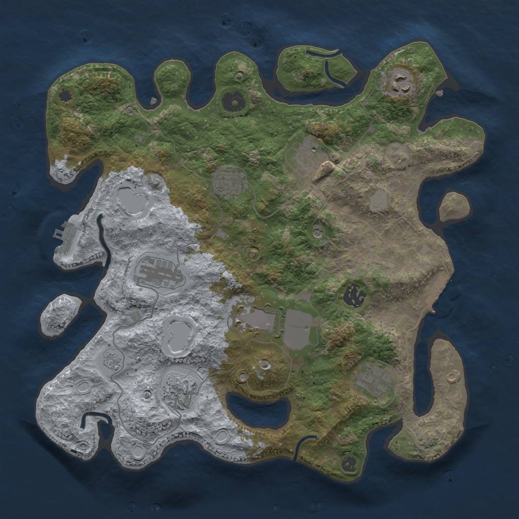 Rust Map: Procedural Map, Size: 3500, Seed: 2129208177, 16 Monuments