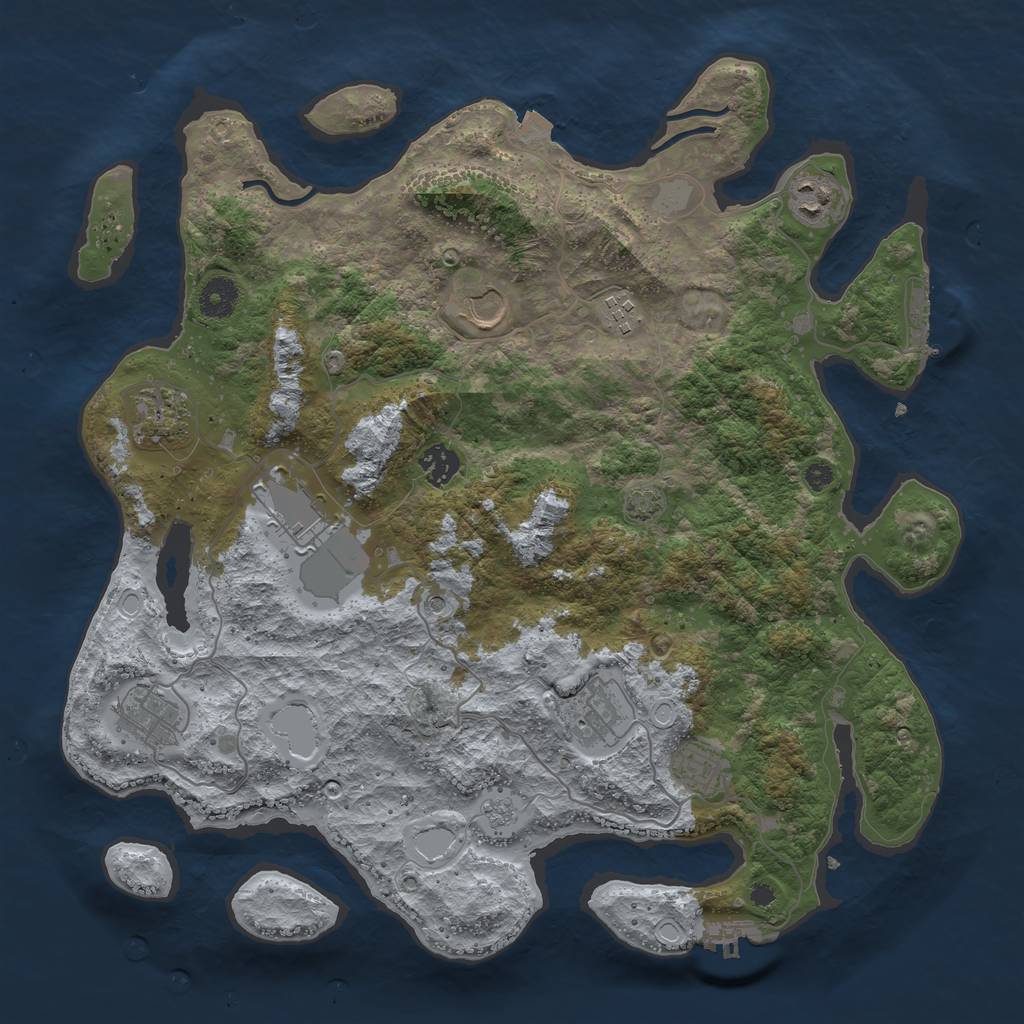 Rust Map: Procedural Map, Size: 3850, Seed: 9021078, 17 Monuments