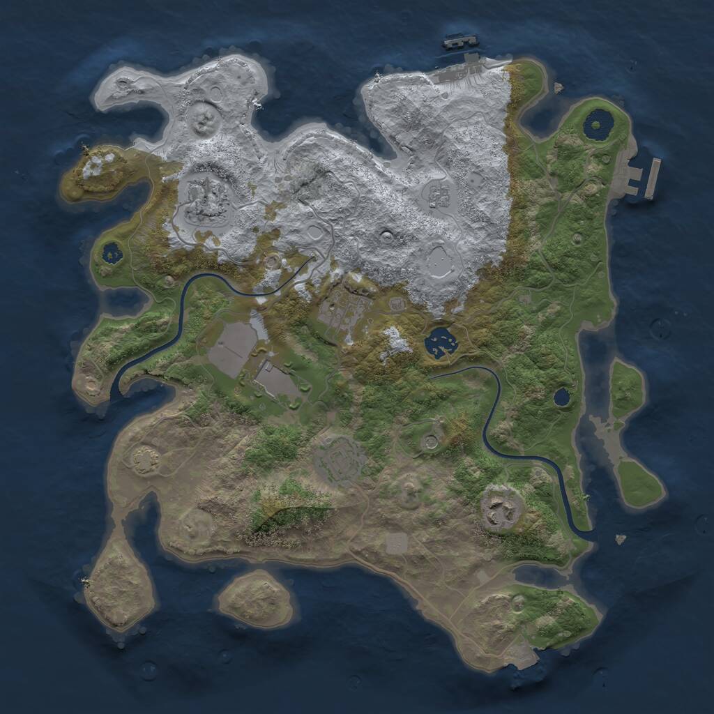 Rust Map: Procedural Map, Size: 3500, Seed: 968607289, 12 Monuments