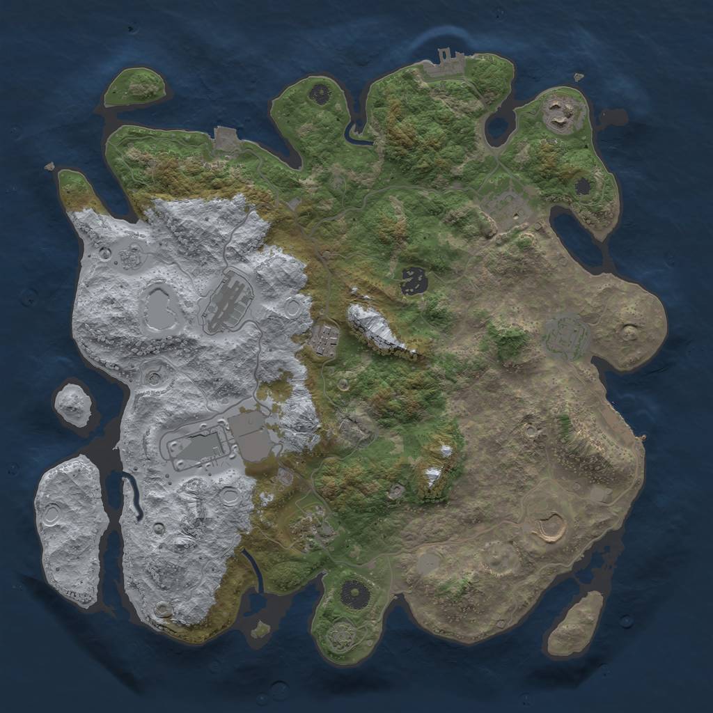 Rust Map: Procedural Map, Size: 3700, Seed: 4567, 17 Monuments