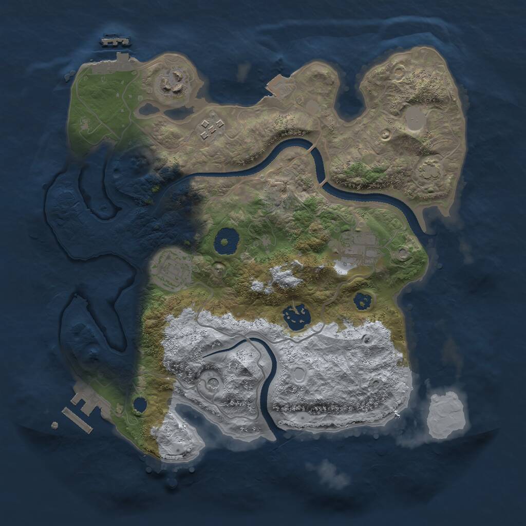 Rust Map: Procedural Map, Size: 3000, Seed: 30718, 10 Monuments