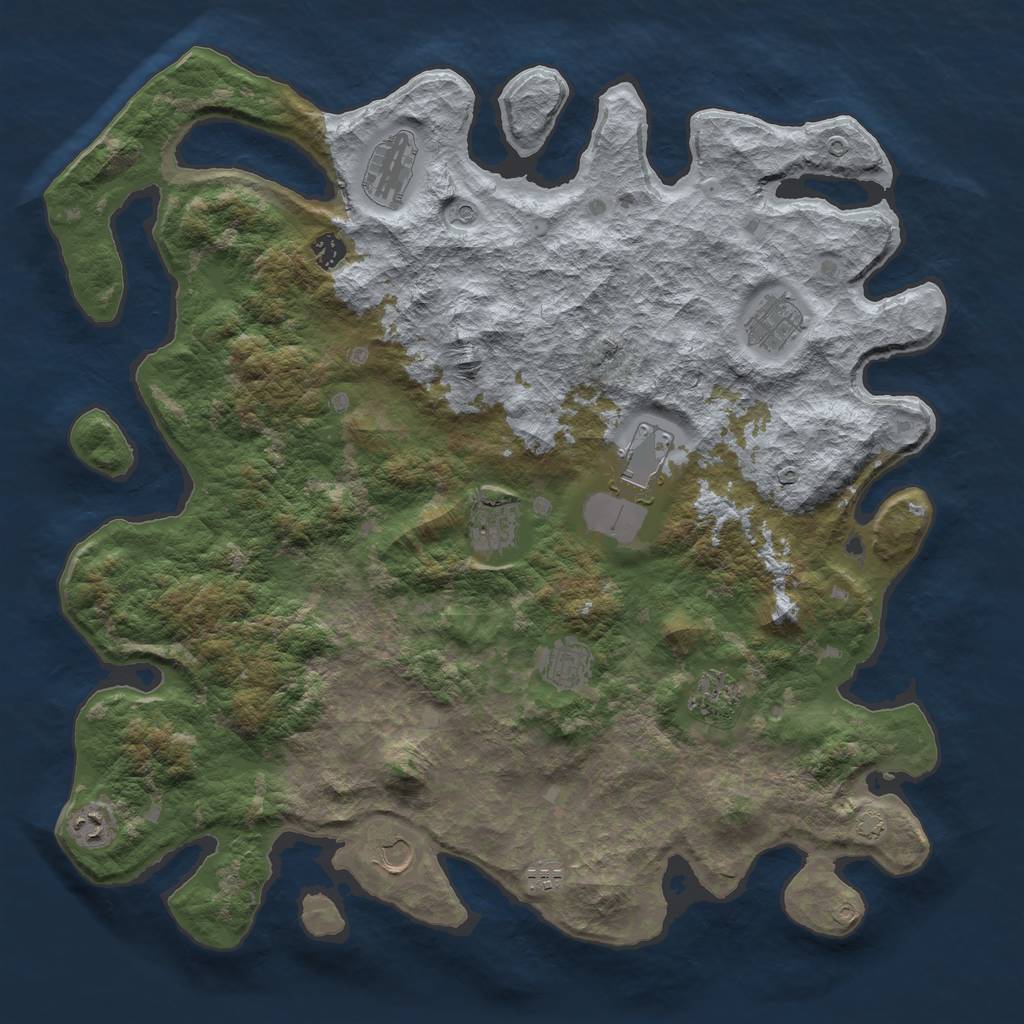 Rust Map: Barren, Size: 4500, Seed: 42701, 14 Monuments