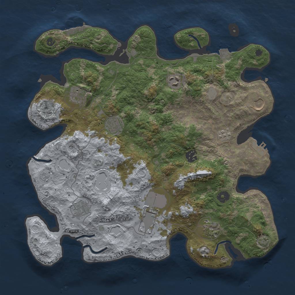 Rust Map: Procedural Map, Size: 3700, Seed: 59926945, 17 Monuments