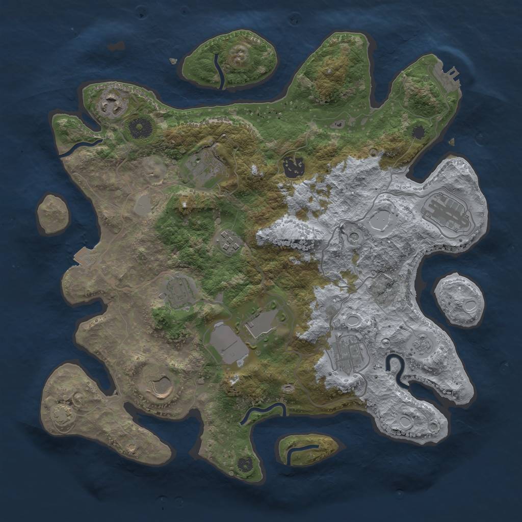 Rust Map: Procedural Map, Size: 3500, Seed: 818576112, 16 Monuments