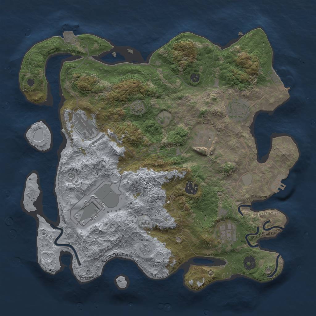 Rust Map: Procedural Map, Size: 3500, Seed: 459886120, 14 Monuments