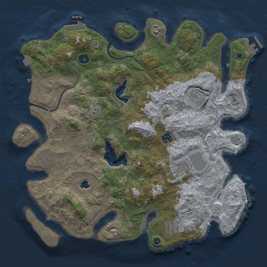 Rust Map: Procedural Map, Size: 4000, Seed: 1191879642, 13 Monuments