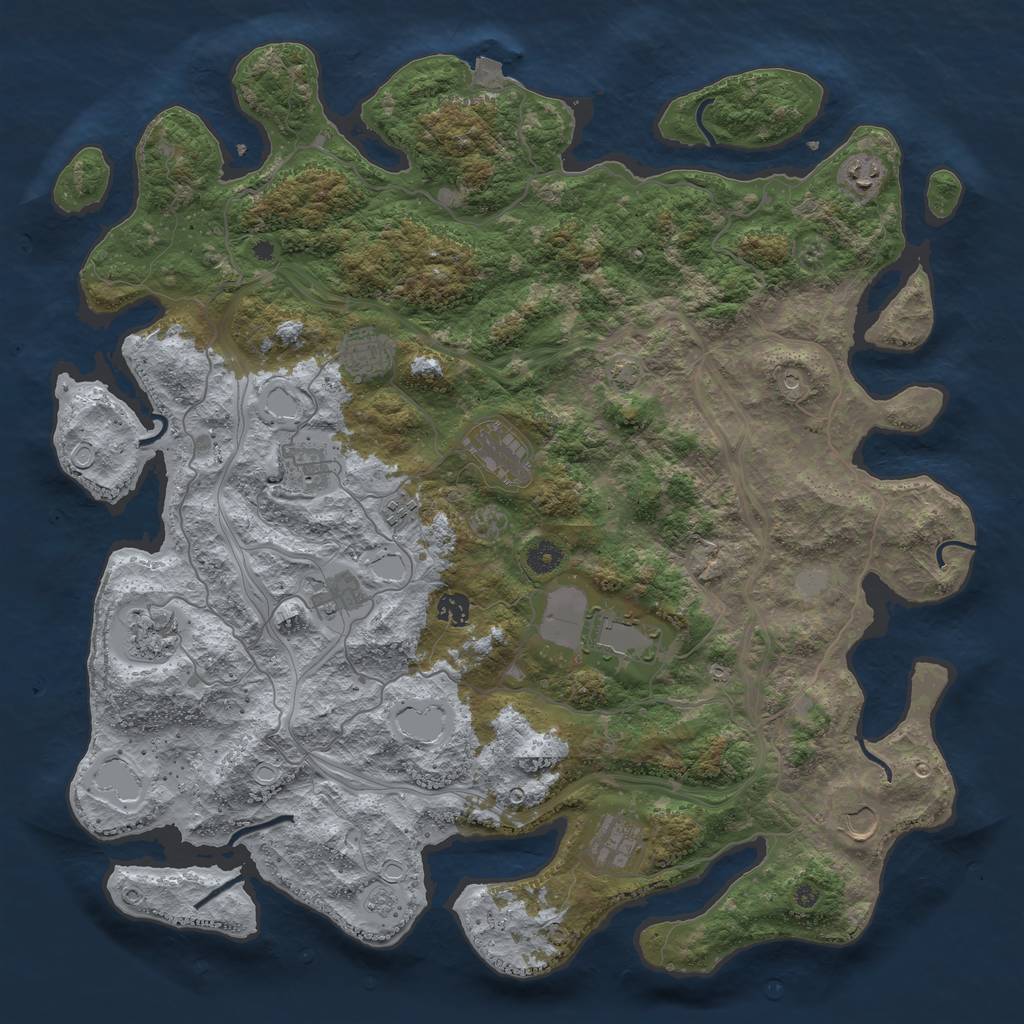 Rust Map: Procedural Map, Size: 4500, Seed: 245929, 17 Monuments