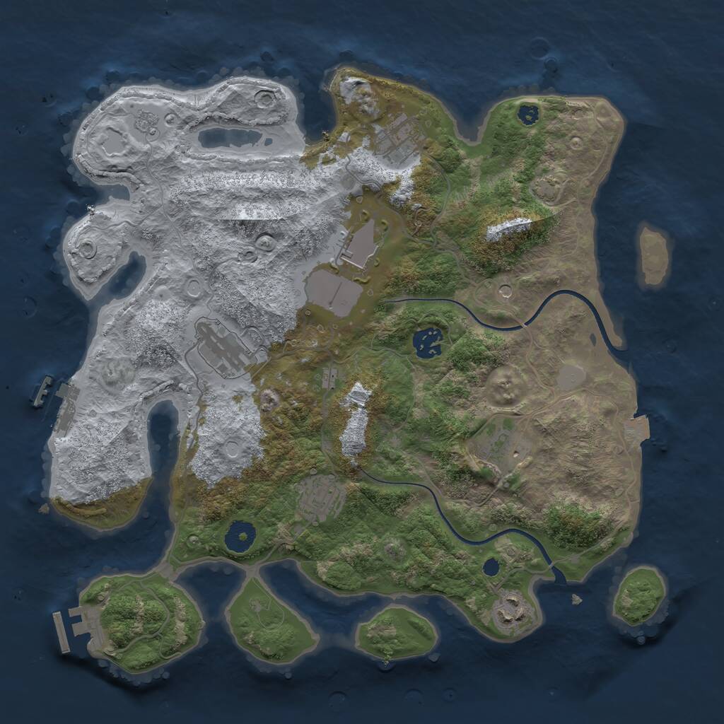 Rust Map: Procedural Map, Size: 3500, Seed: 2003930986, 13 Monuments