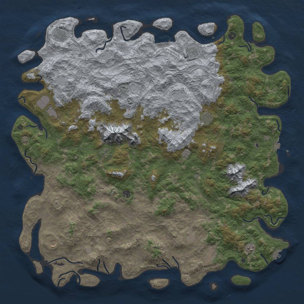 Rust Map: Procedural Map, Size: 6000, Seed: 853259411, 19 Monuments