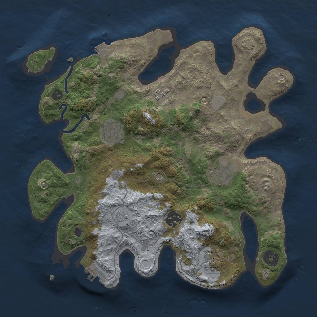 Rust Map: Procedural Map, Size: 3000, Seed: 73017851, 12 Monuments