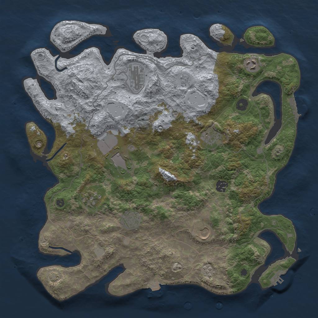 Rust Map: Procedural Map, Size: 4000, Seed: 1415421212, 17 Monuments
