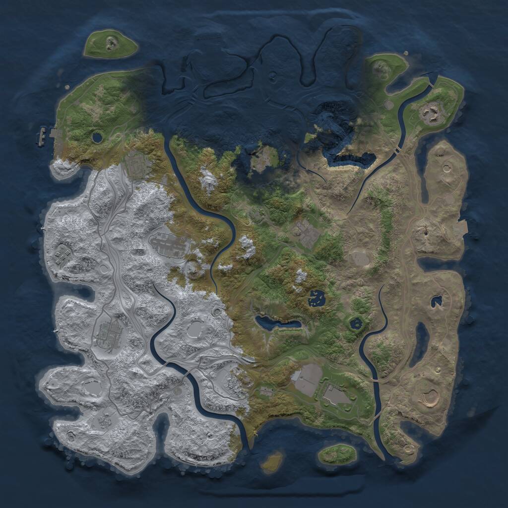 Rust Map: Procedural Map, Size: 4250, Seed: 730517703, 17 Monuments