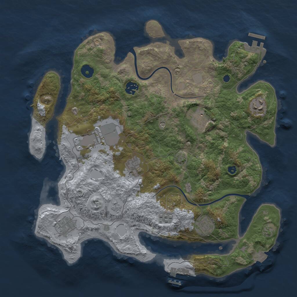 Rust Map: Procedural Map, Size: 3500, Seed: 454945334, 14 Monuments