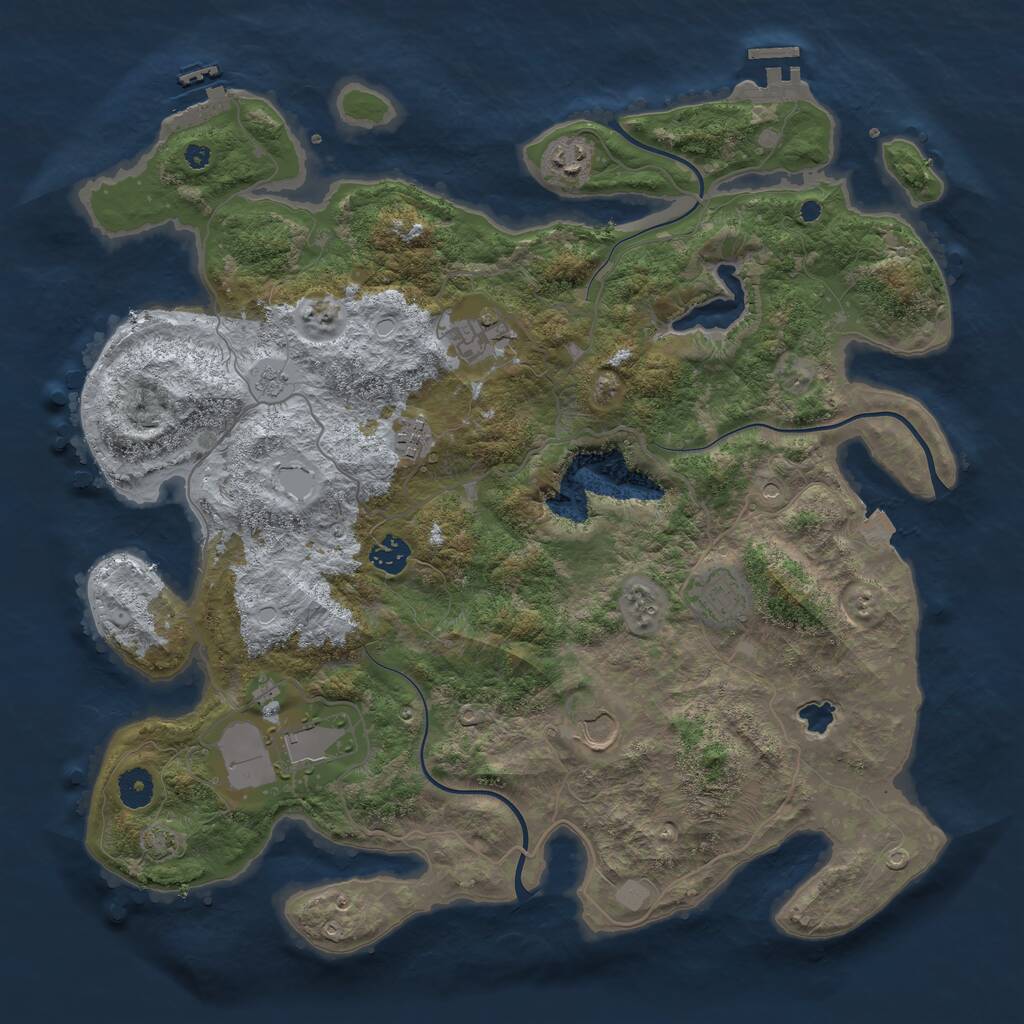 Rust Map: Procedural Map, Size: 4050, Seed: 1090343871, 13 Monuments
