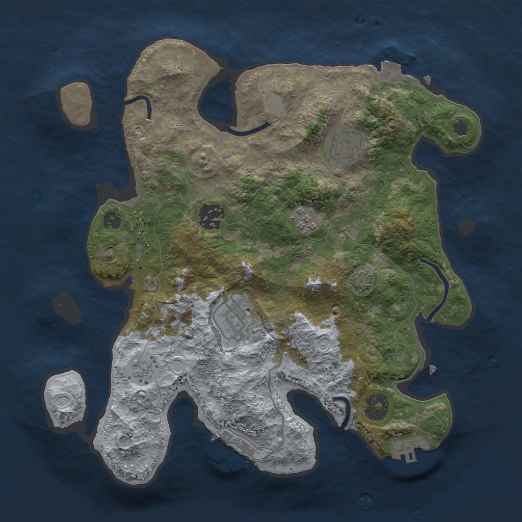 Rust Map: Procedural Map, Size: 3000, Seed: 267799935, 11 Monuments