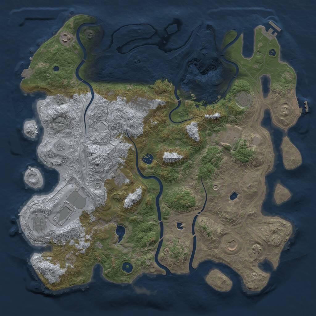 Rust Map: Procedural Map, Size: 4500, Seed: 6826536, 16 Monuments