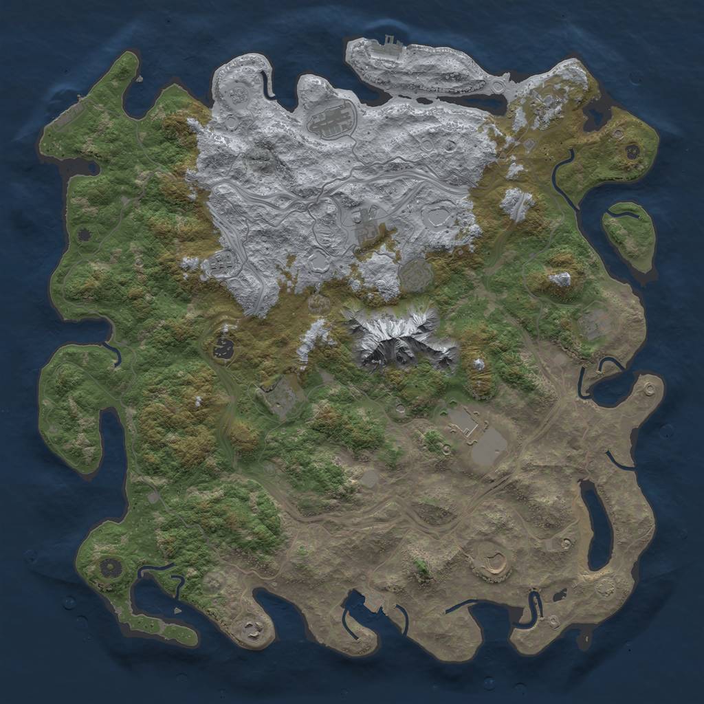 Rust Map: Procedural Map, Size: 5000, Seed: 745634554, 19 Monuments