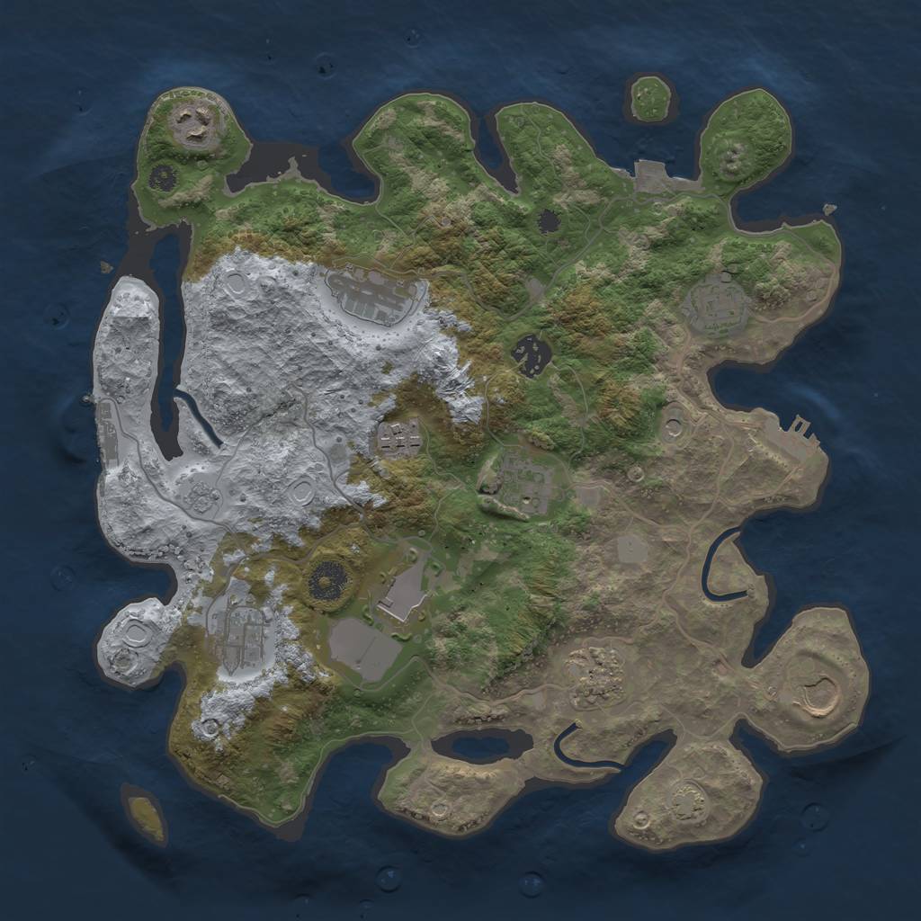 Rust Map: Procedural Map, Size: 3500, Seed: 1975922366, 18 Monuments