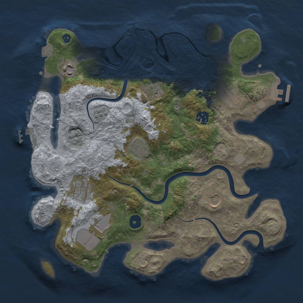 Rust Map: Procedural Map, Size: 3500, Seed: 1975922366, 15 Monuments
