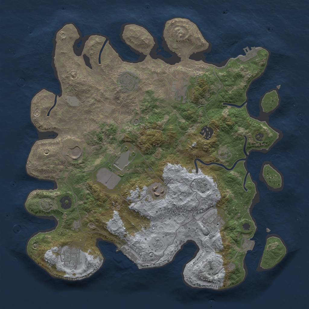 Rust Map: Procedural Map, Size: 3550, Seed: 761994, 17 Monuments