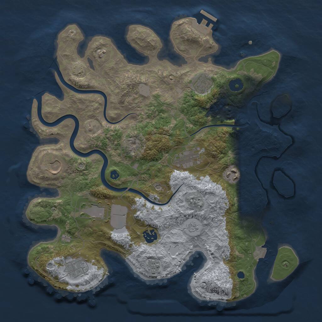 Rust Map: Procedural Map, Size: 3550, Seed: 761994, 13 Monuments