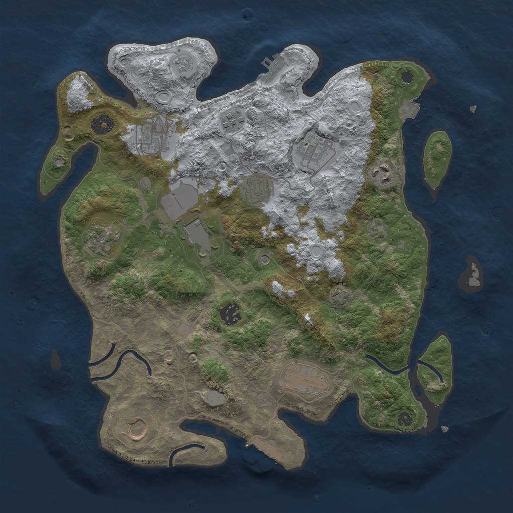 Rust Map: Procedural Map, Size: 3600, Seed: 28889076, 18 Monuments