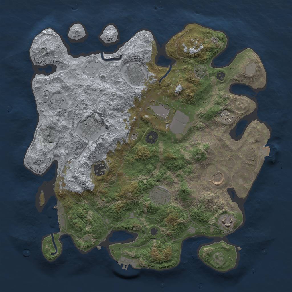 Rust Map: Procedural Map, Size: 3500, Seed: 254959467, 16 Monuments