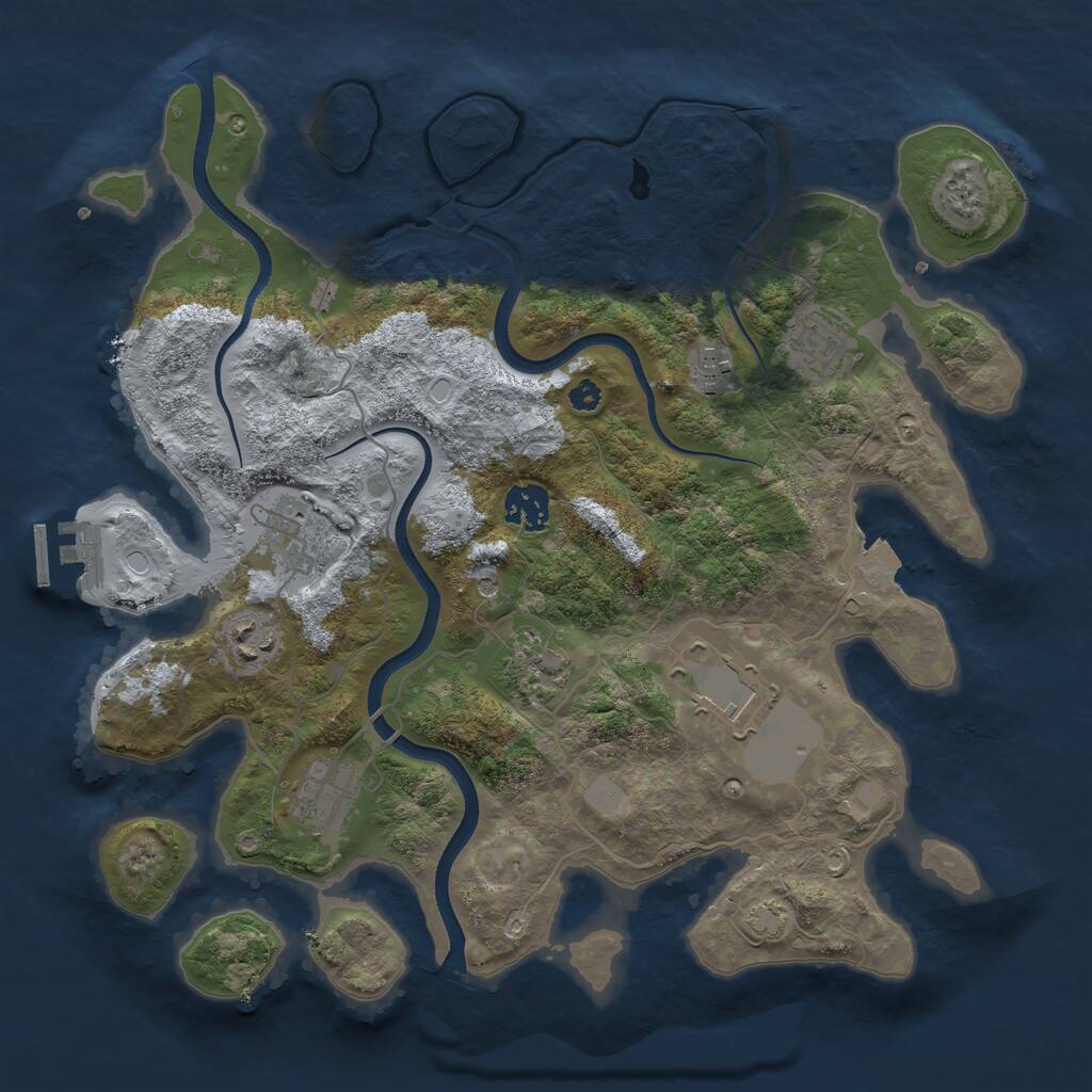 Rust Map: Procedural Map, Size: 3500, Seed: 894575292, 12 Monuments