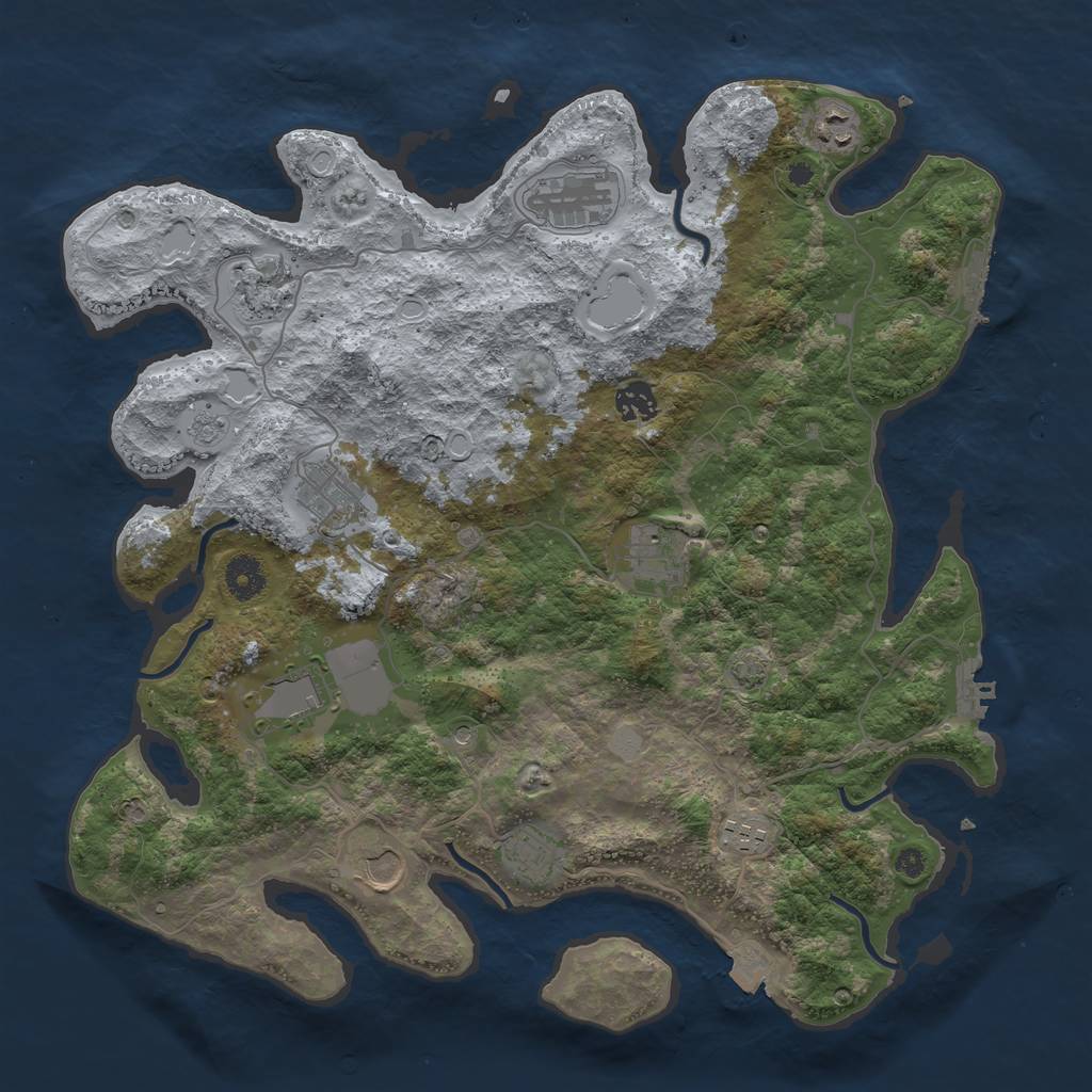 Rust Map: Procedural Map, Size: 3900, Seed: 40480410, 18 Monuments